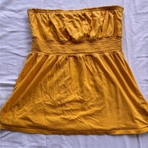 Y2K Mustard Peplum Tube Top (Size M)